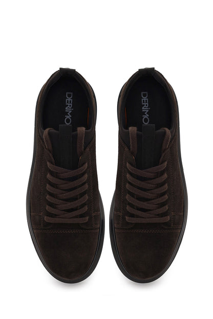 Erkek Kahverengi Bağcıklı Süet Deri Sneaker