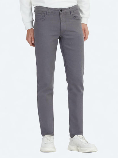 Antrasit Dokuma Slim Fit Casual Pamuk Karışımlı Pantolon