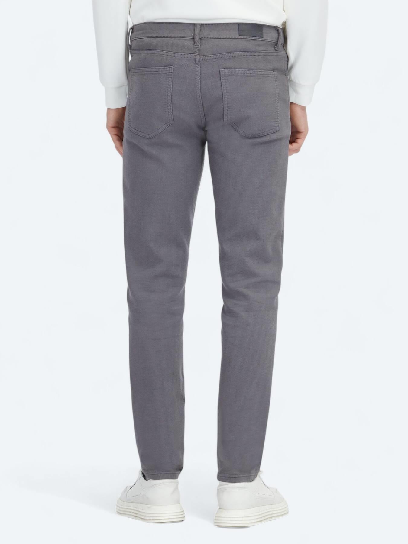 Antrasit Dokuma Slim Fit Casual Pamuk Karışımlı Pantolon