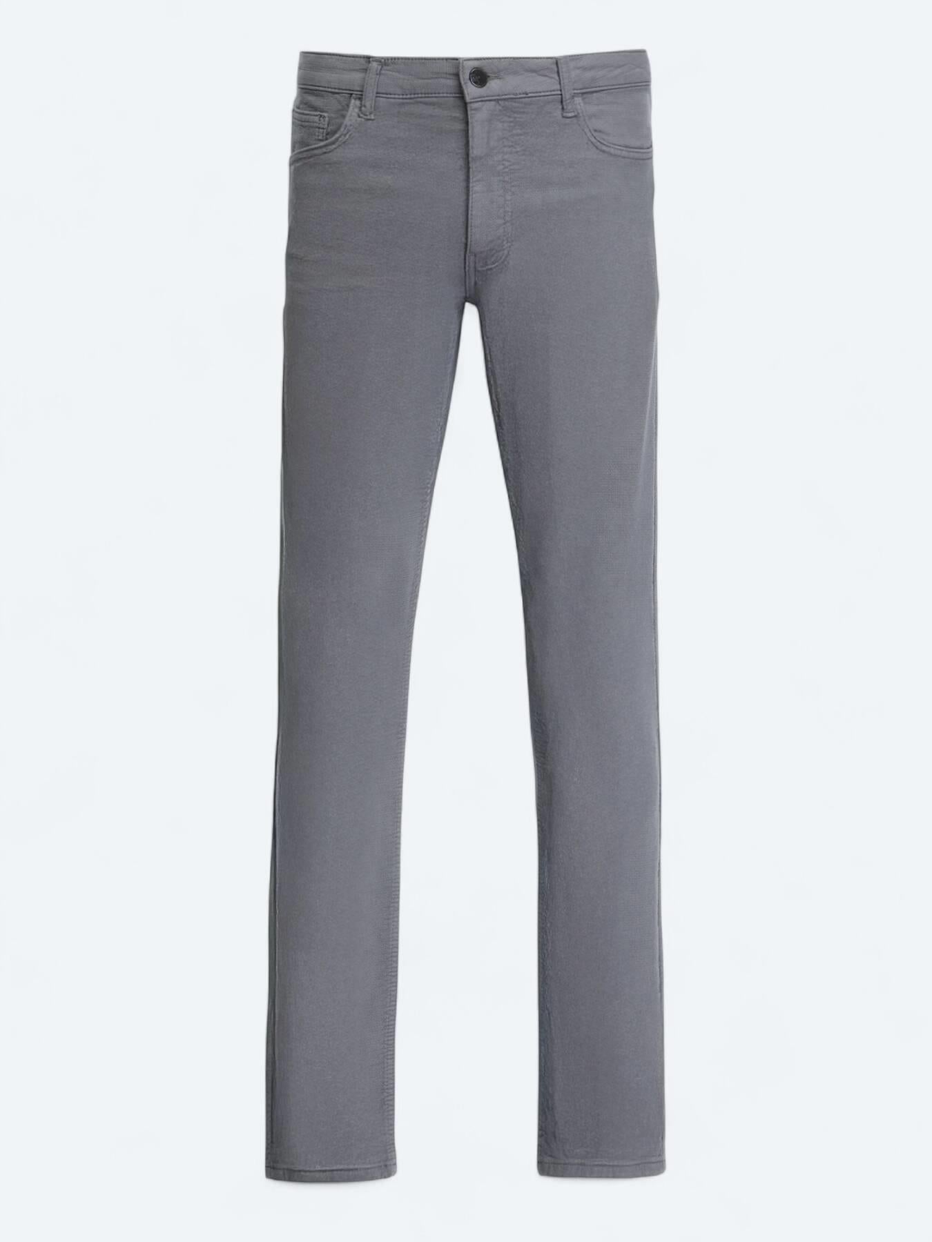 Antrasit Dokuma Slim Fit Casual Pamuk Karışımlı Pantolon
