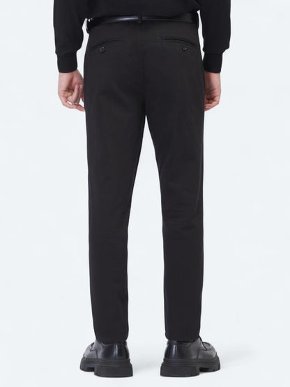 Siyah Dokuma Relaxed Fit Casual Pamuk Karışımlı Pantolon