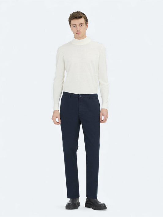 Lacivert Dokuma Relaxed Fit Casual Pamuk Karışımlı Pantolon