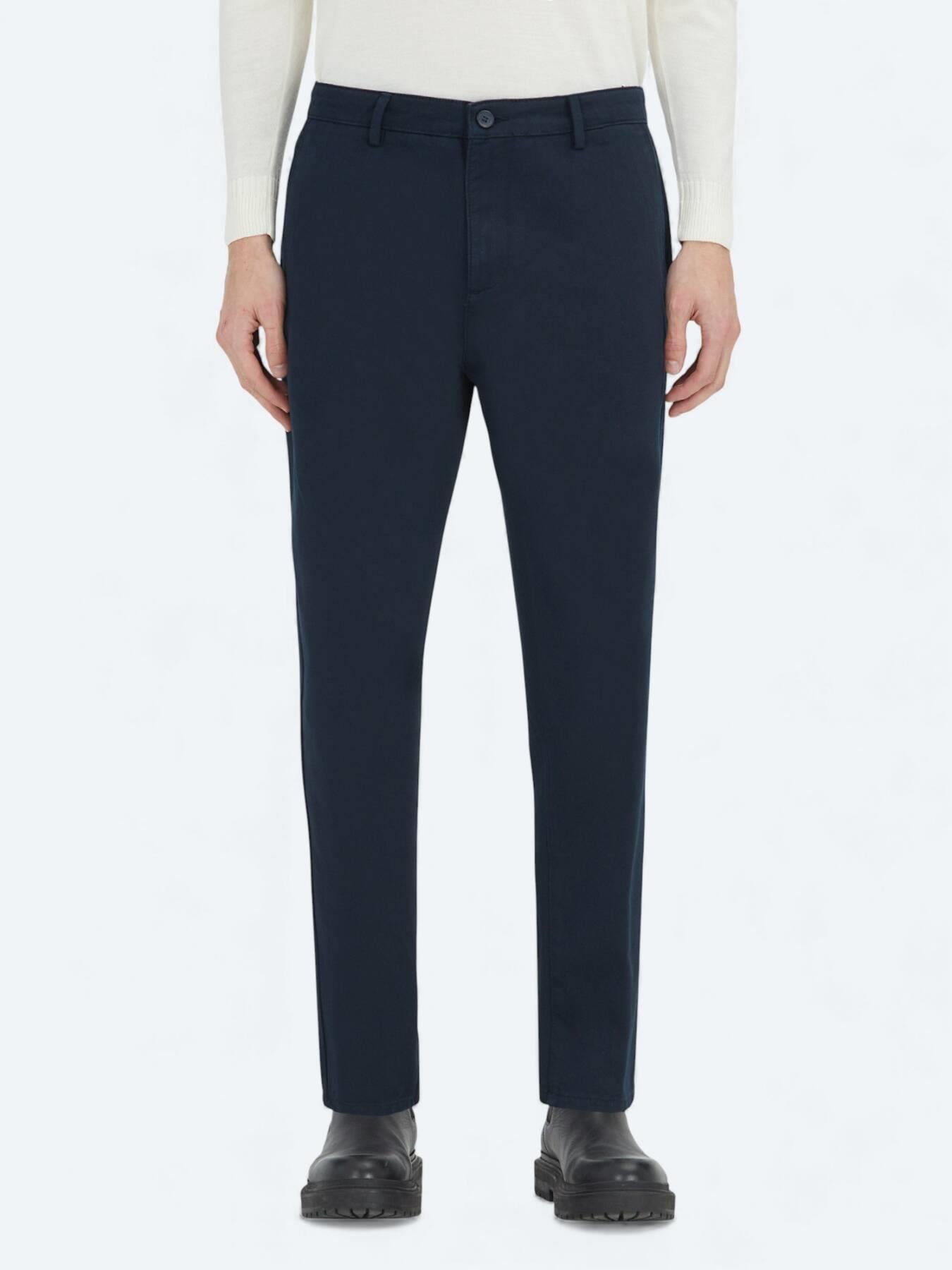 Lacivert Dokuma Relaxed Fit Casual Pamuk Karışımlı Pantolon