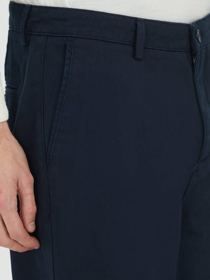 Lacivert Dokuma Relaxed Fit Casual Pamuk Karışımlı Pantolon