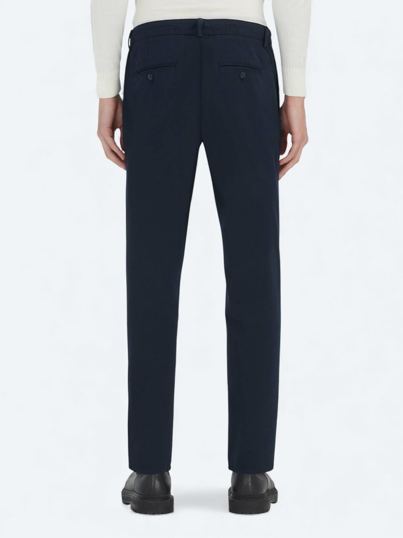 Lacivert Dokuma Relaxed Fit Casual Pamuk Karışımlı Pantolon