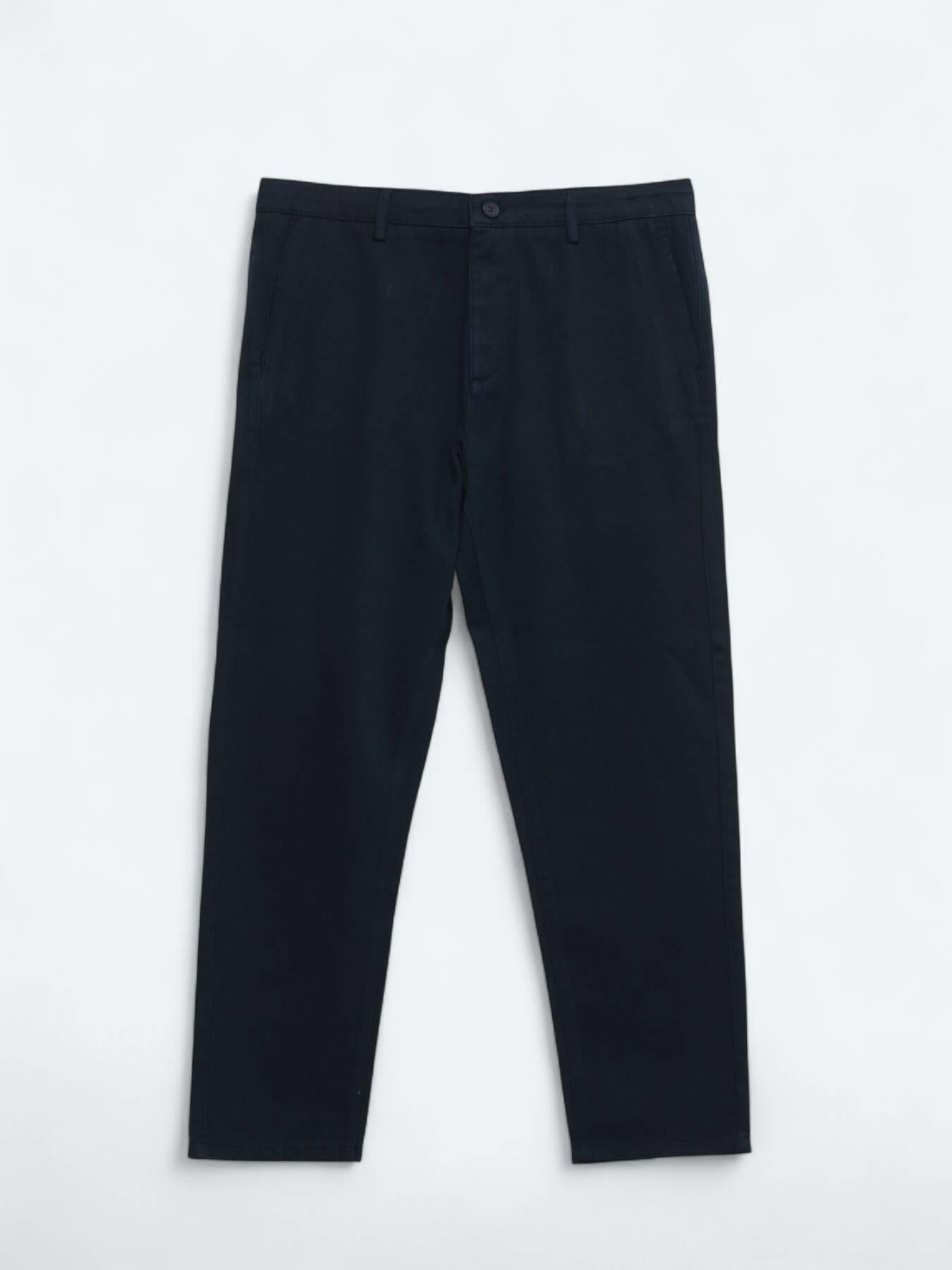 Lacivert Dokuma Relaxed Fit Casual Pamuk Karışımlı Pantolon