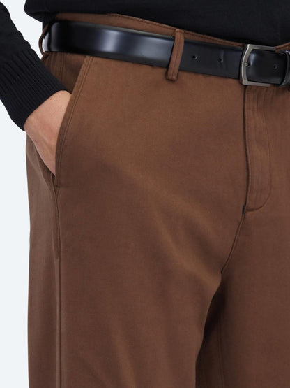 Kahverengi Dokuma Relaxed Fit Casual Pamuk Karışımlı Pantolon