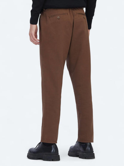 Kahverengi Dokuma Relaxed Fit Casual Pamuk Karışımlı Pantolon