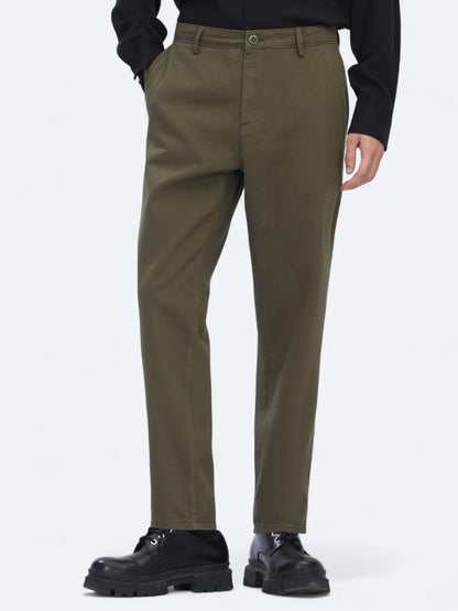 Haki Dokuma Relaxed Fit Casual Pamuk Karışımlı Pantolon