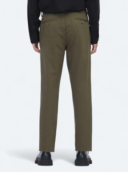 Haki Dokuma Relaxed Fit Casual Pamuk Karışımlı Pantolon