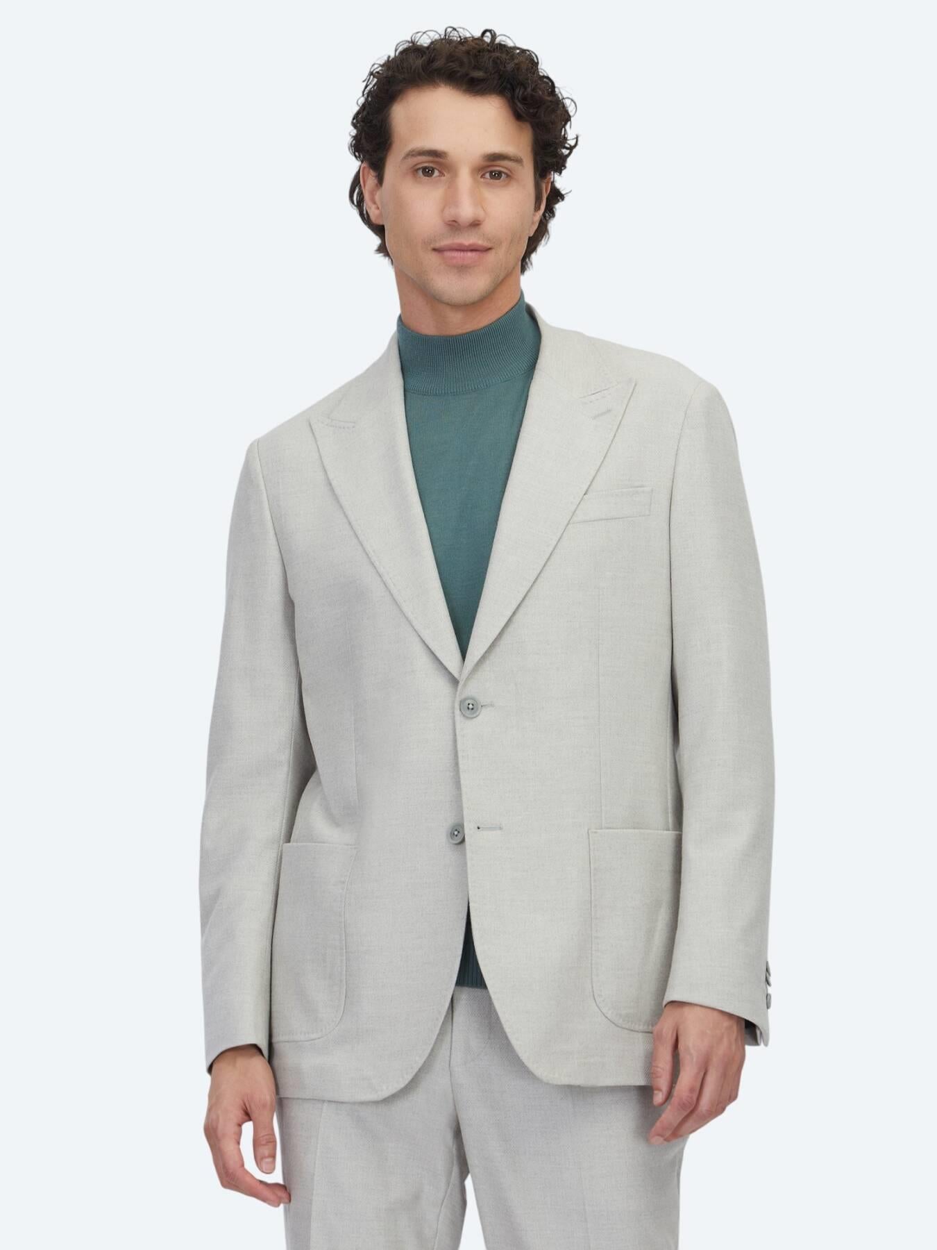 Gri Desenli Comfort Fit Örme Takım Elbise
