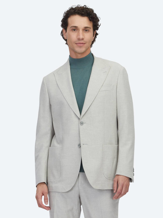 Gri Desenli Comfort Fit Örme Takım Elbise