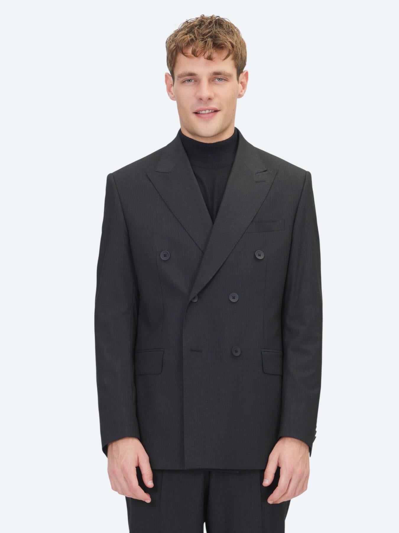 Siyah Mikro Modern Fit Takım Elbise