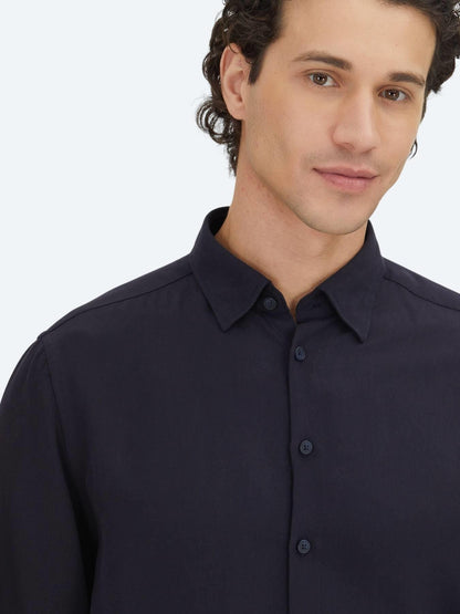 Lacivert Regular Fit Uzun Dokuma Casual Gömlek