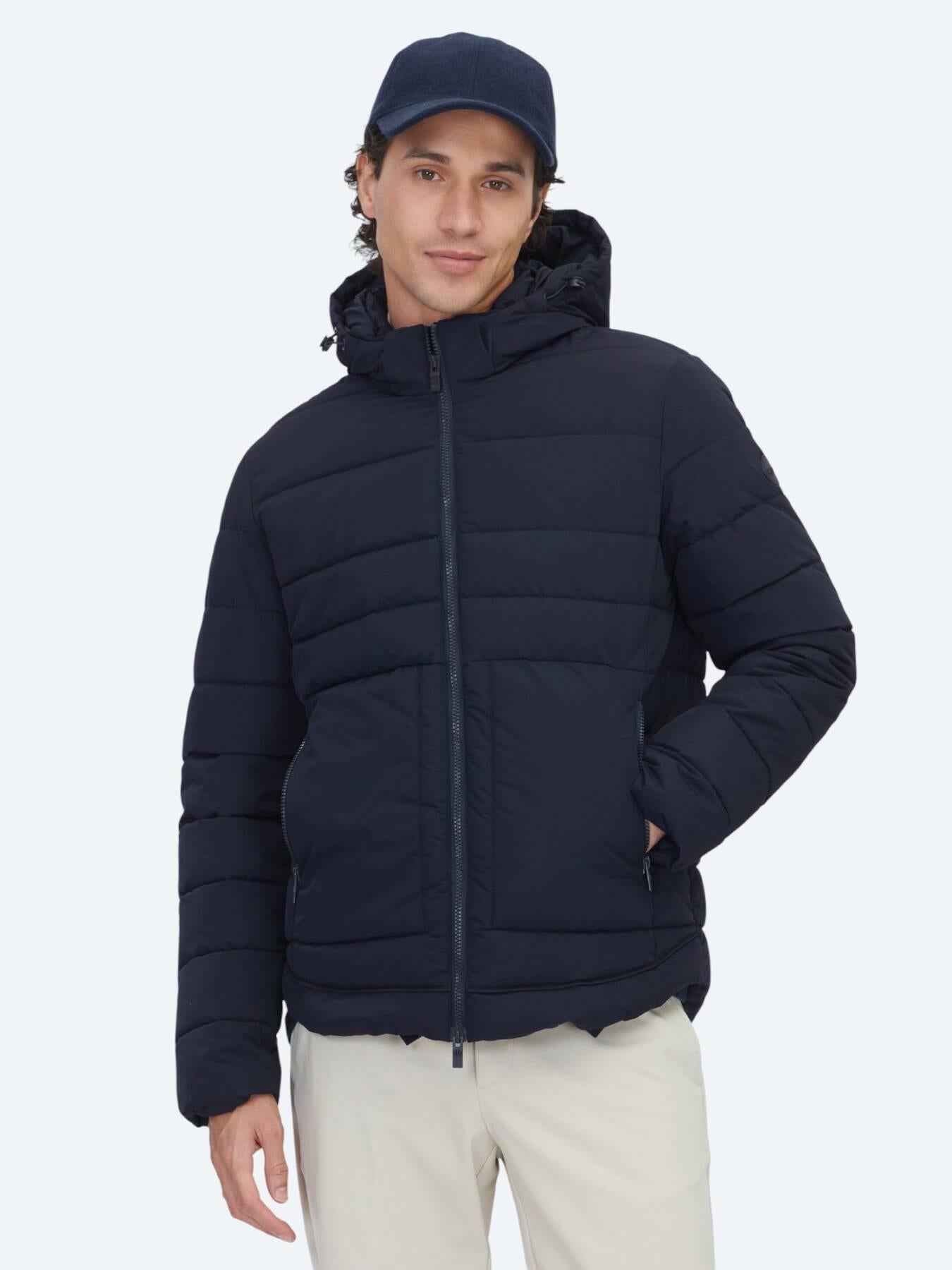 Lacivert Regular Fit Kapüşonlu Casual Dokuma Mont