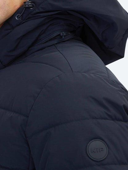 Lacivert Regular Fit Kapüşonlu Casual Dokuma Mont