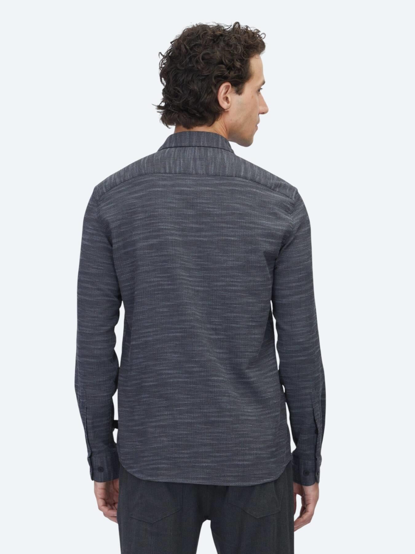 Antrasit Regular Fit Uzun Dokuma Casual Pamuk Karışımlı Gömlek