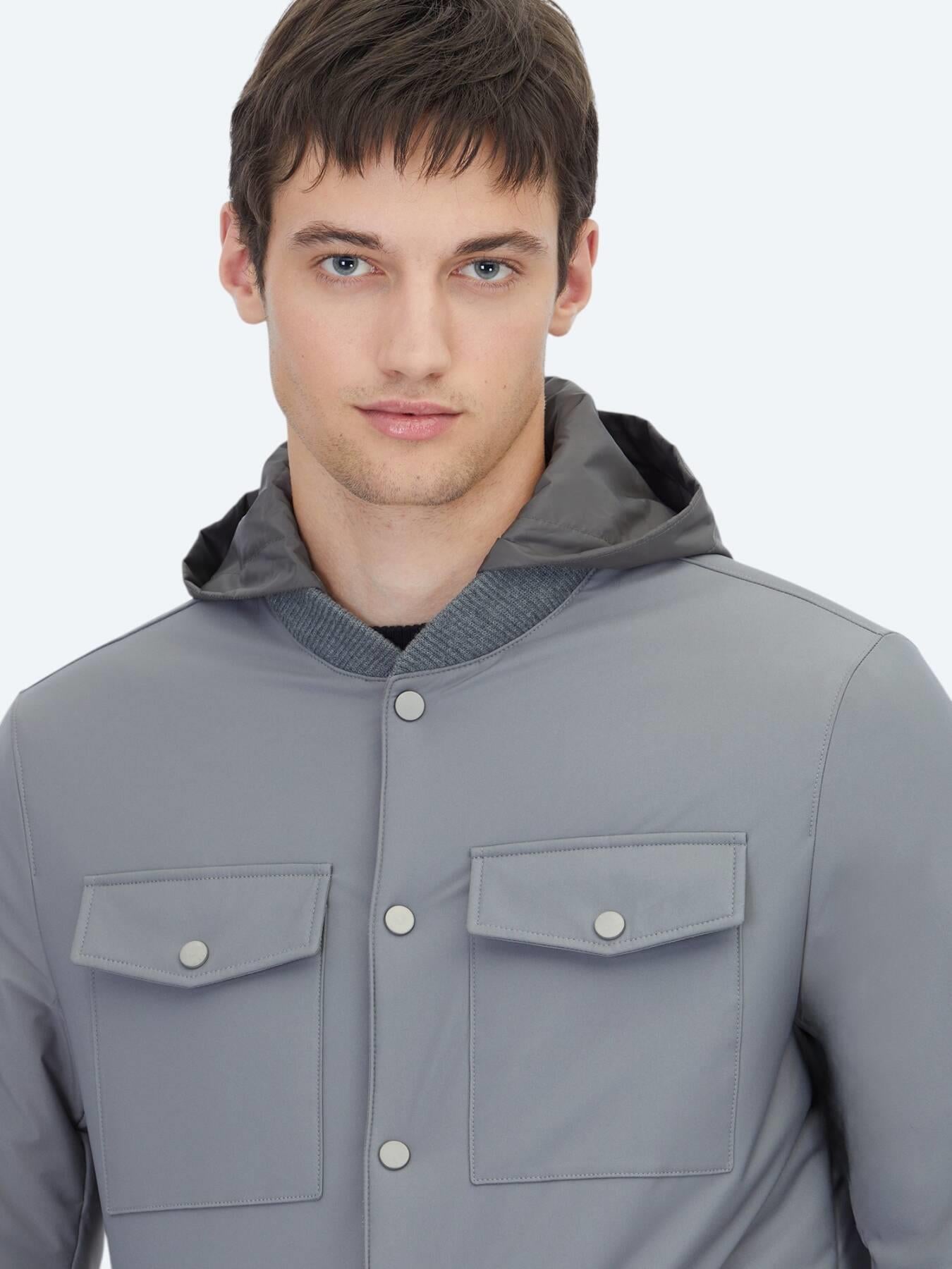 Gri Regular Fit Micro Jel Elyaflı Spor Ceket
