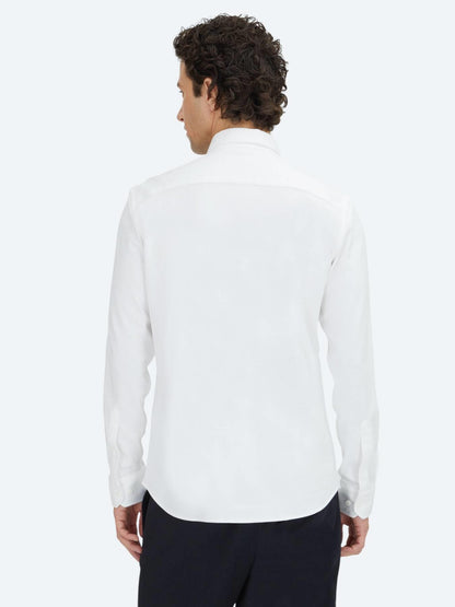 Beyaz Düz Regular Fit Uzun Dokuma Casual %100 Pamuk Gömlek