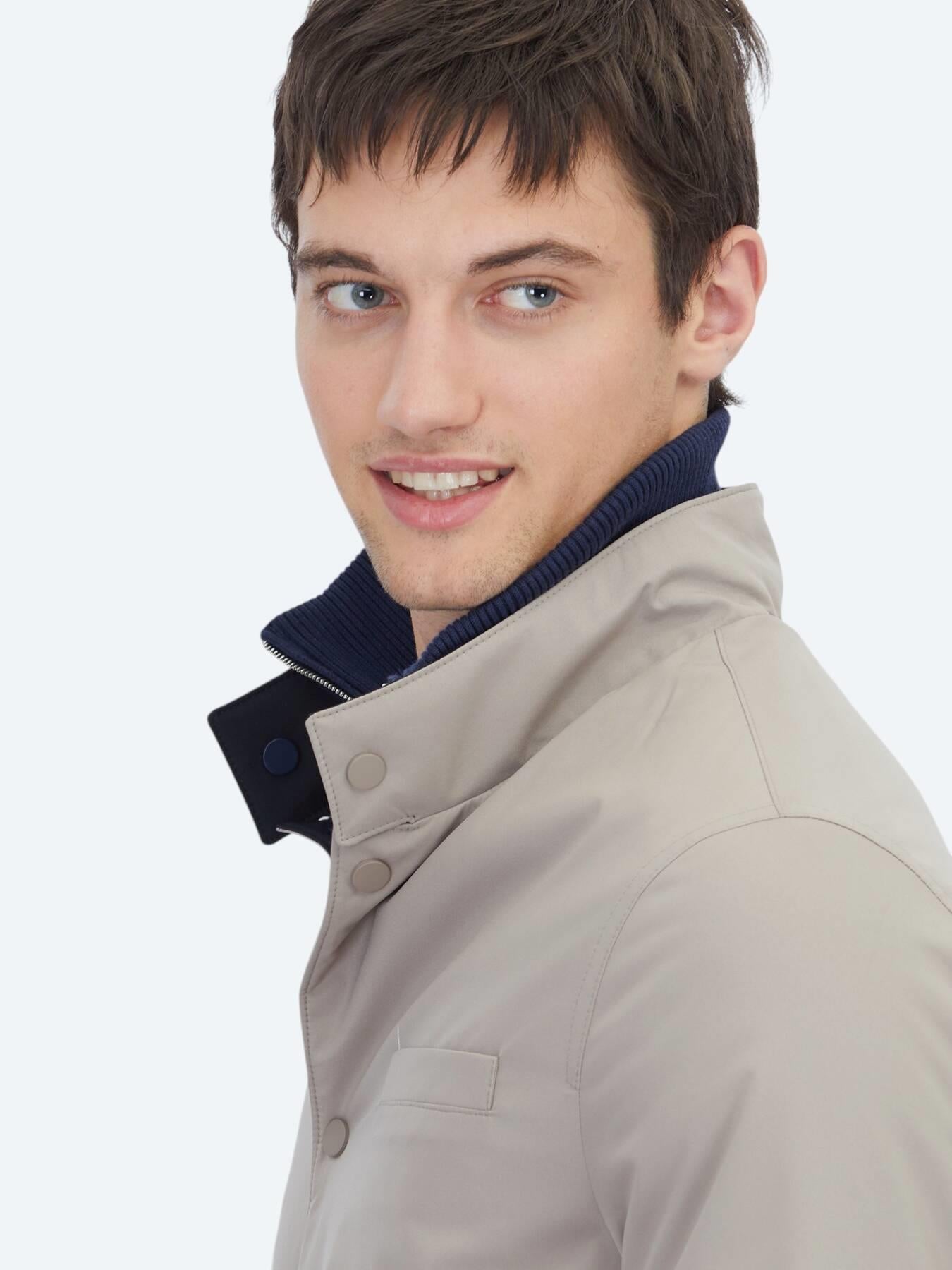 Gri Regular Fit Hakim Yaka Casual Dokuma Çift Taraflı Pardösü