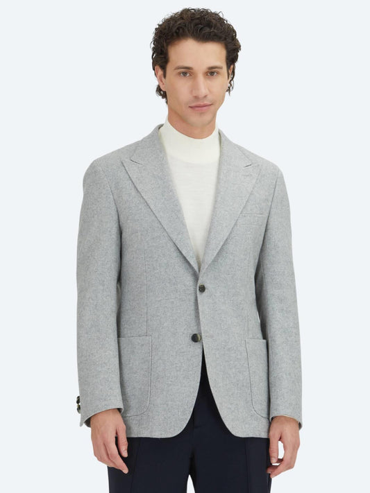 Gri Desenli Modern Fit Yün Karışımlı Ceket