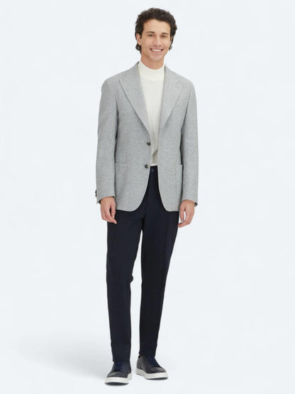 Gri Desenli Modern Fit Yün Karışımlı Ceket