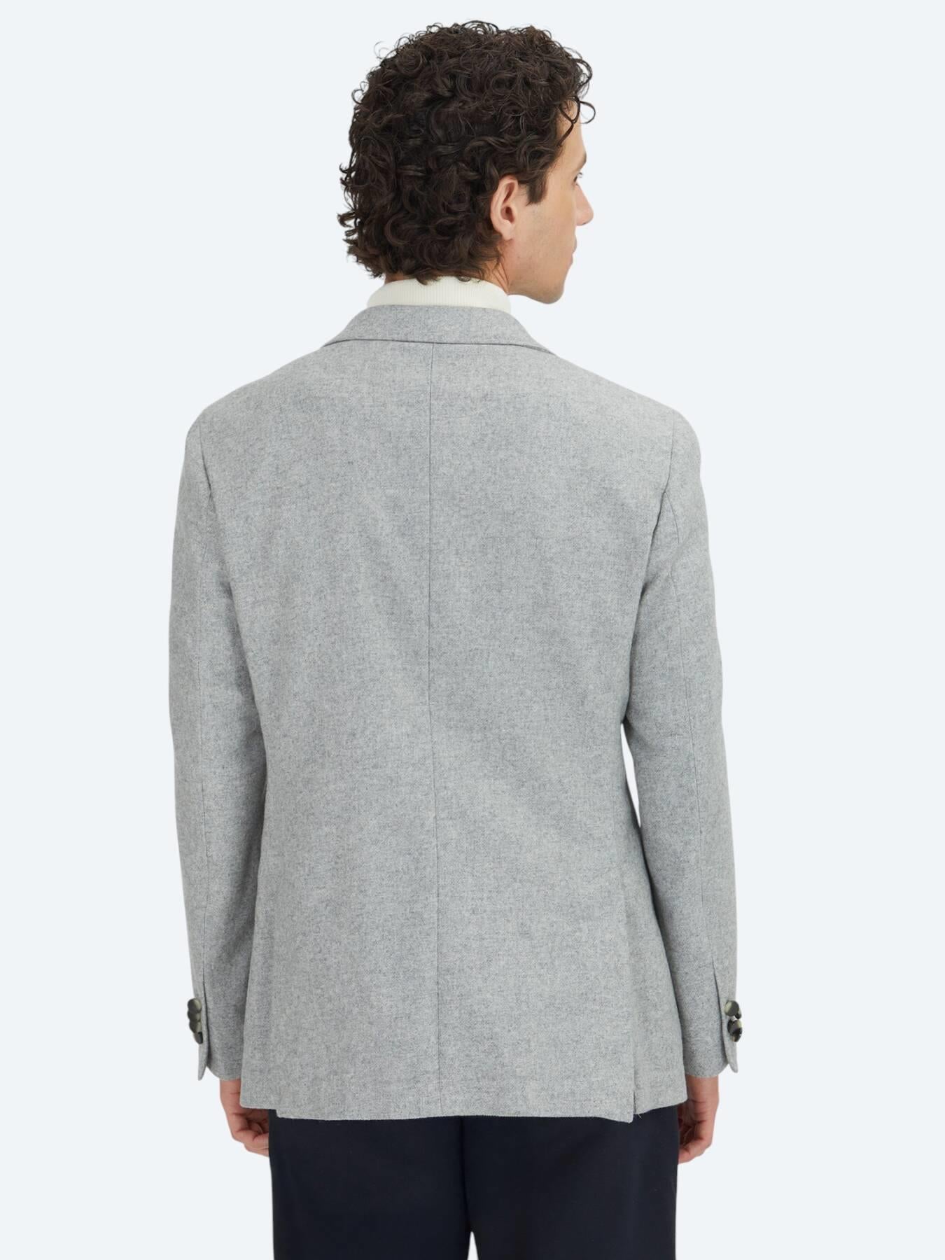 Gri Desenli Modern Fit Yün Karışımlı Ceket
