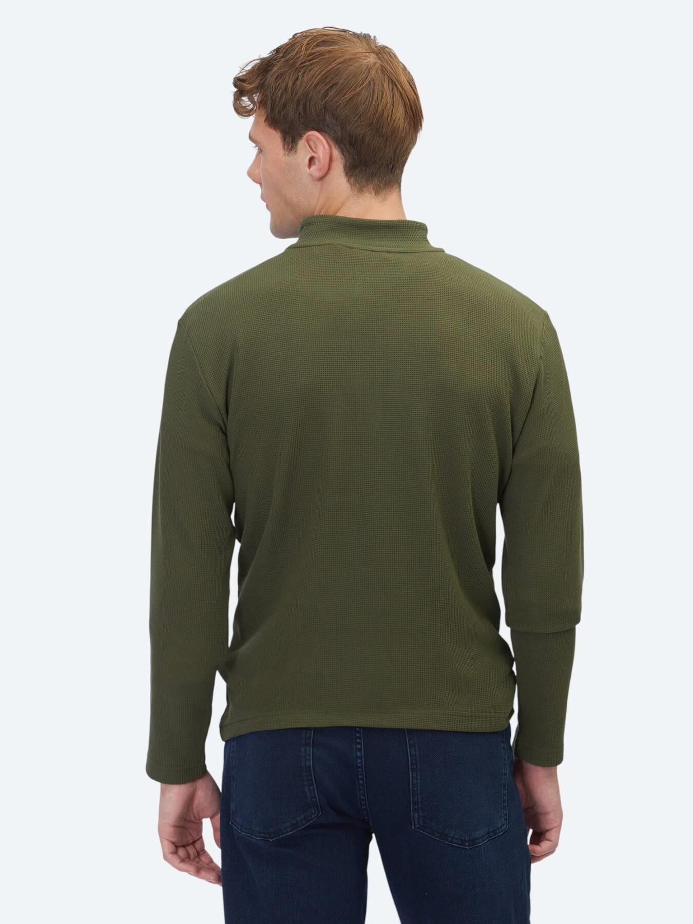 Haki Fitilli Bisiklet Yaka T-shirt