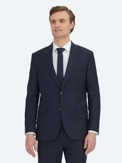 Lacivert Çizgili Modern Fit Yün Karışımlı Takım Elbise