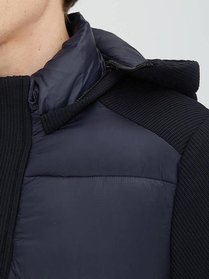 Lacivert Regular Fit Kapüşonlu Casual Dokuma Mont