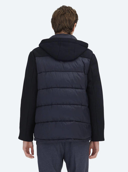 Lacivert Regular Fit Kapüşonlu Casual Dokuma Mont