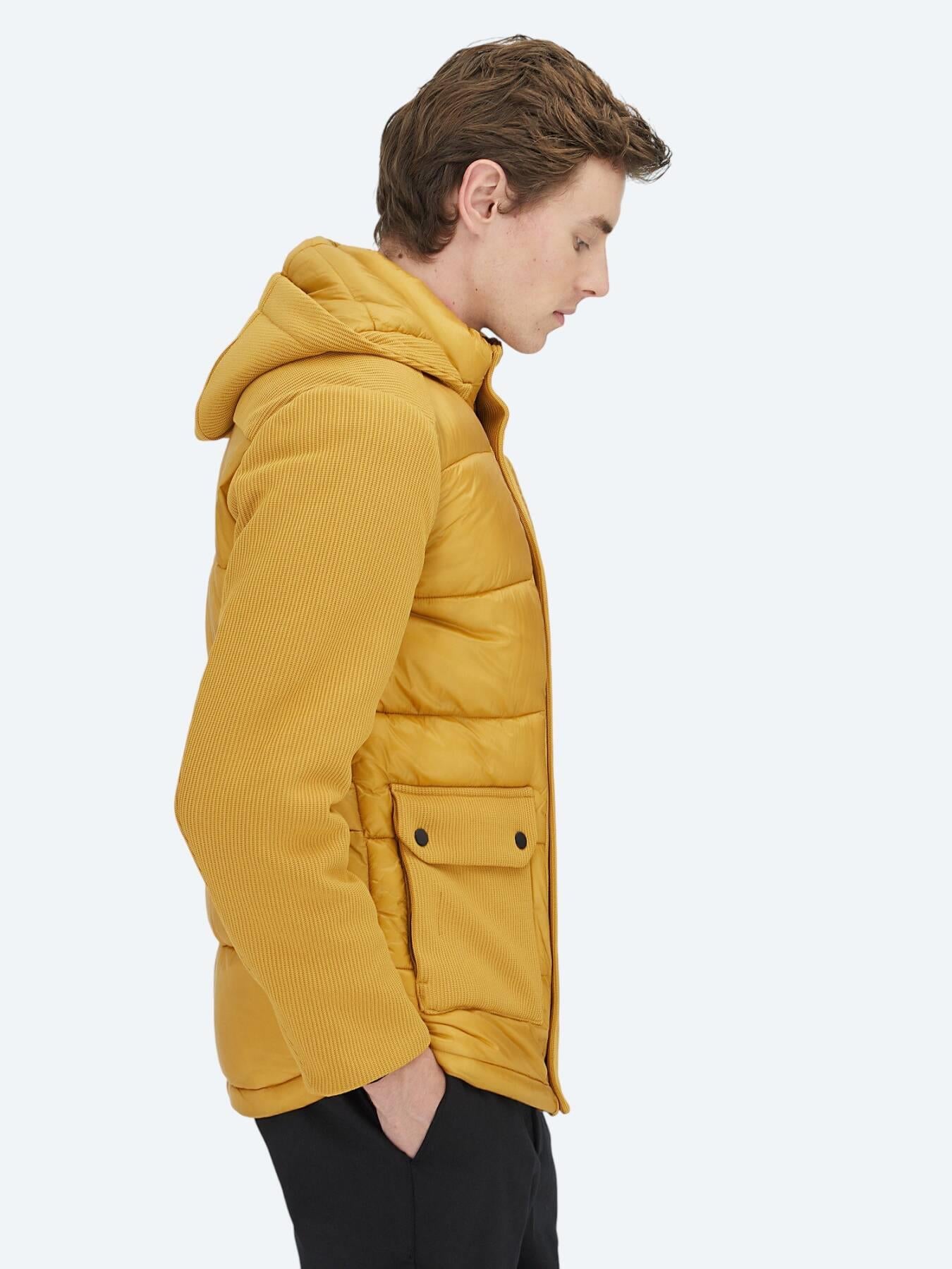 Sarı Regular Fit Kapüşonlu Casual Dokuma Mont