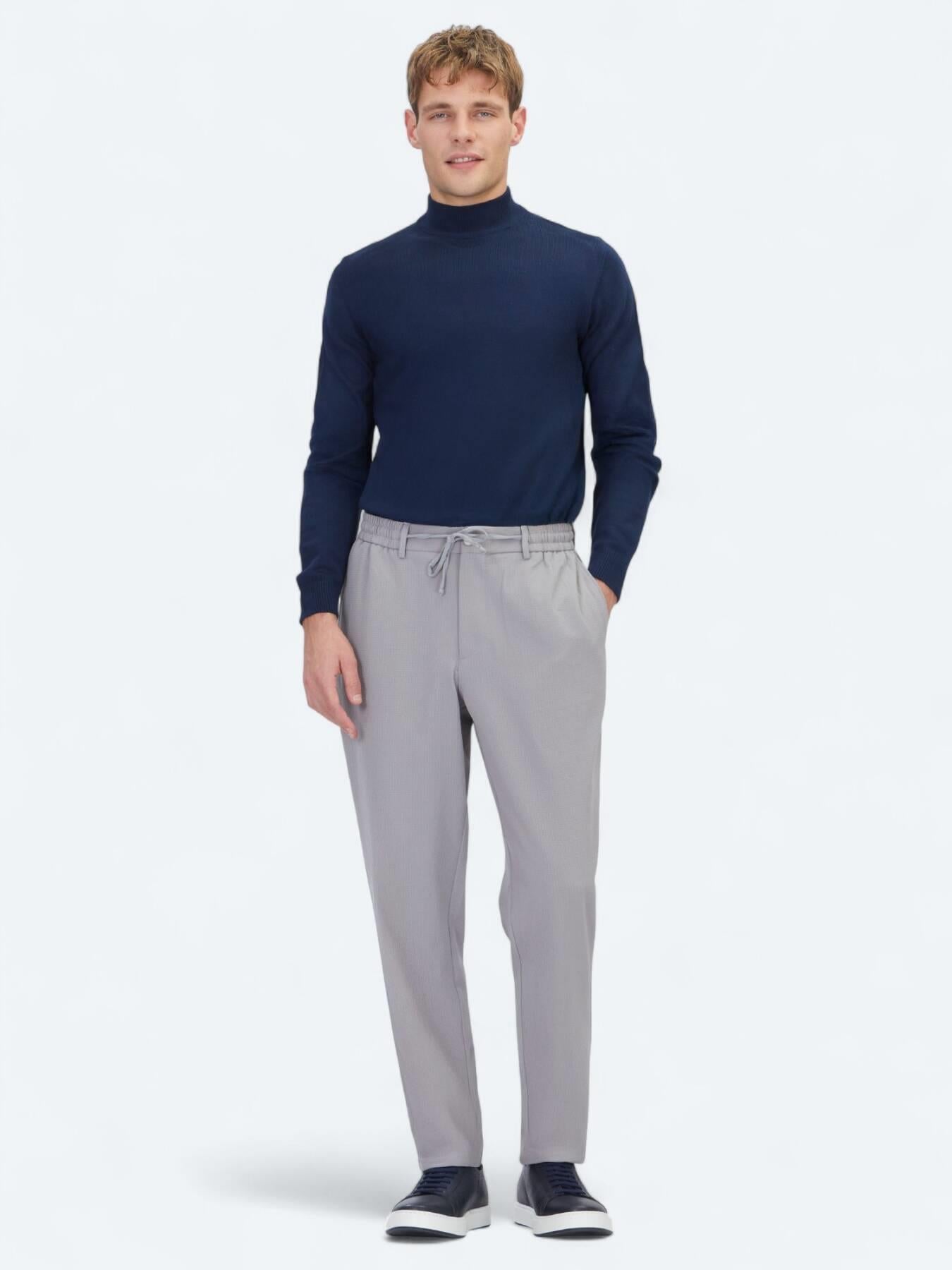 Gri Düz Dokuma Jogging Fit Casual Pantolon