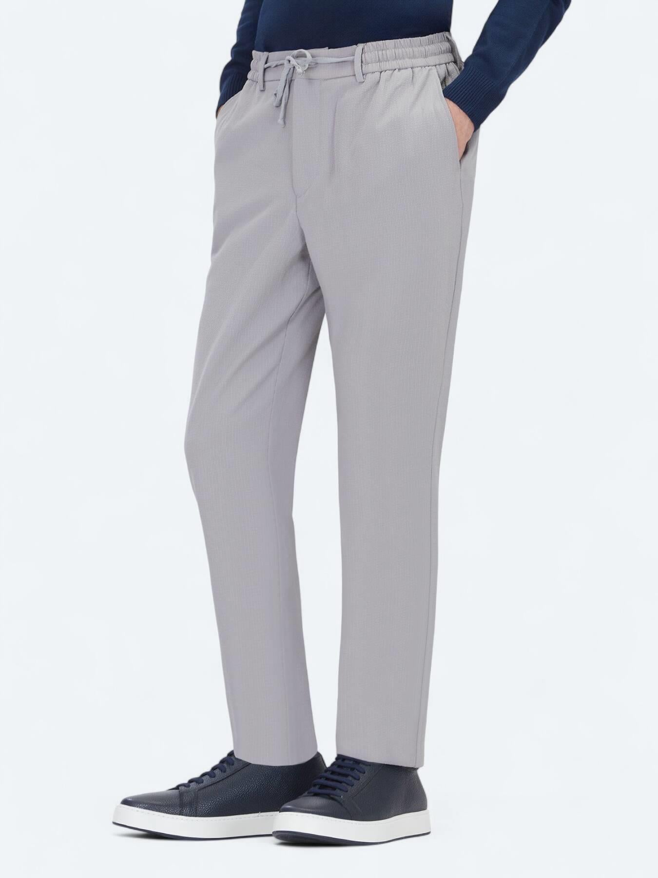 Gri Düz Dokuma Jogging Fit Casual Pantolon