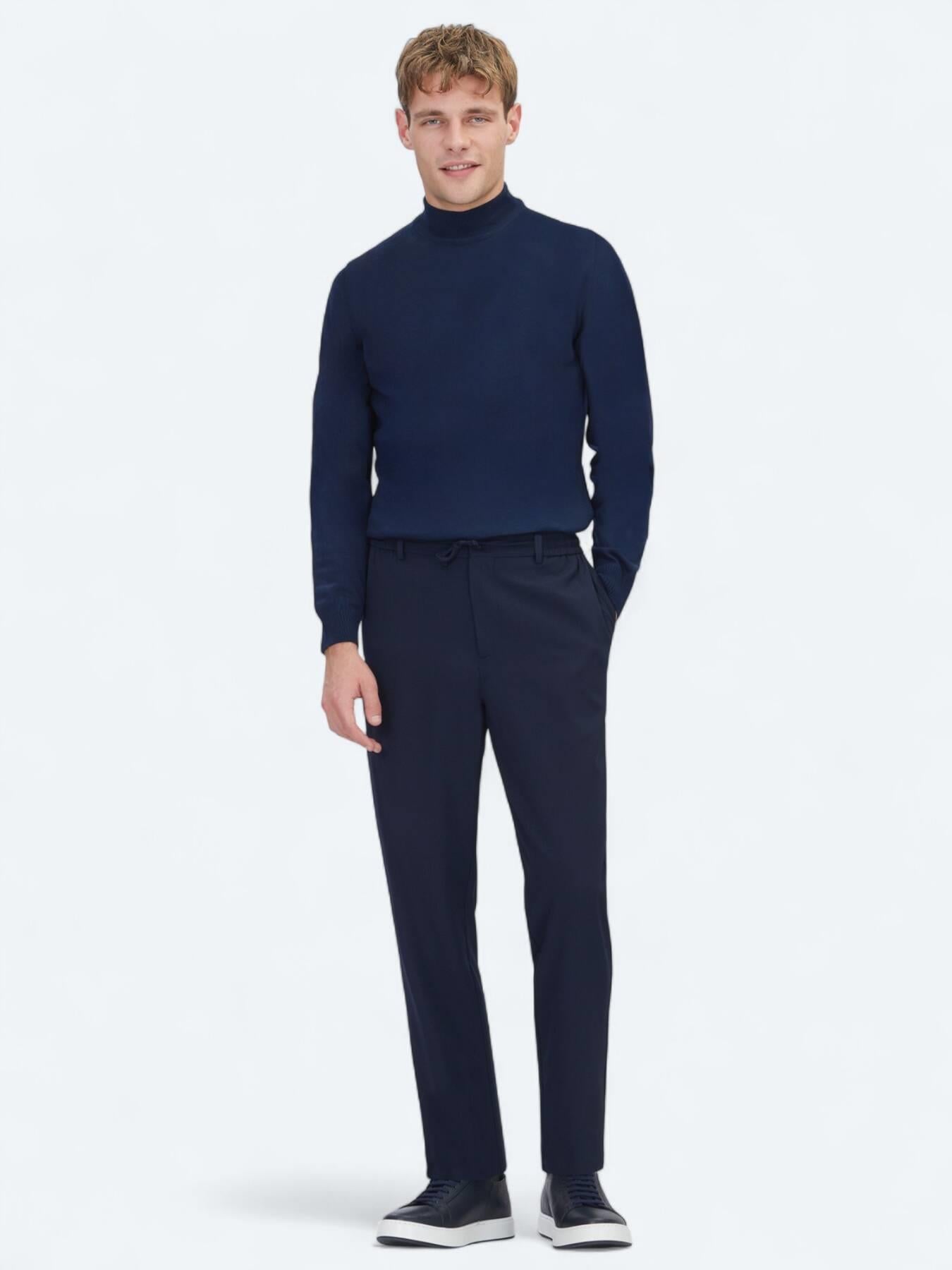 Lacivert Düz Dokuma Jogging Fit Casual Pantolon