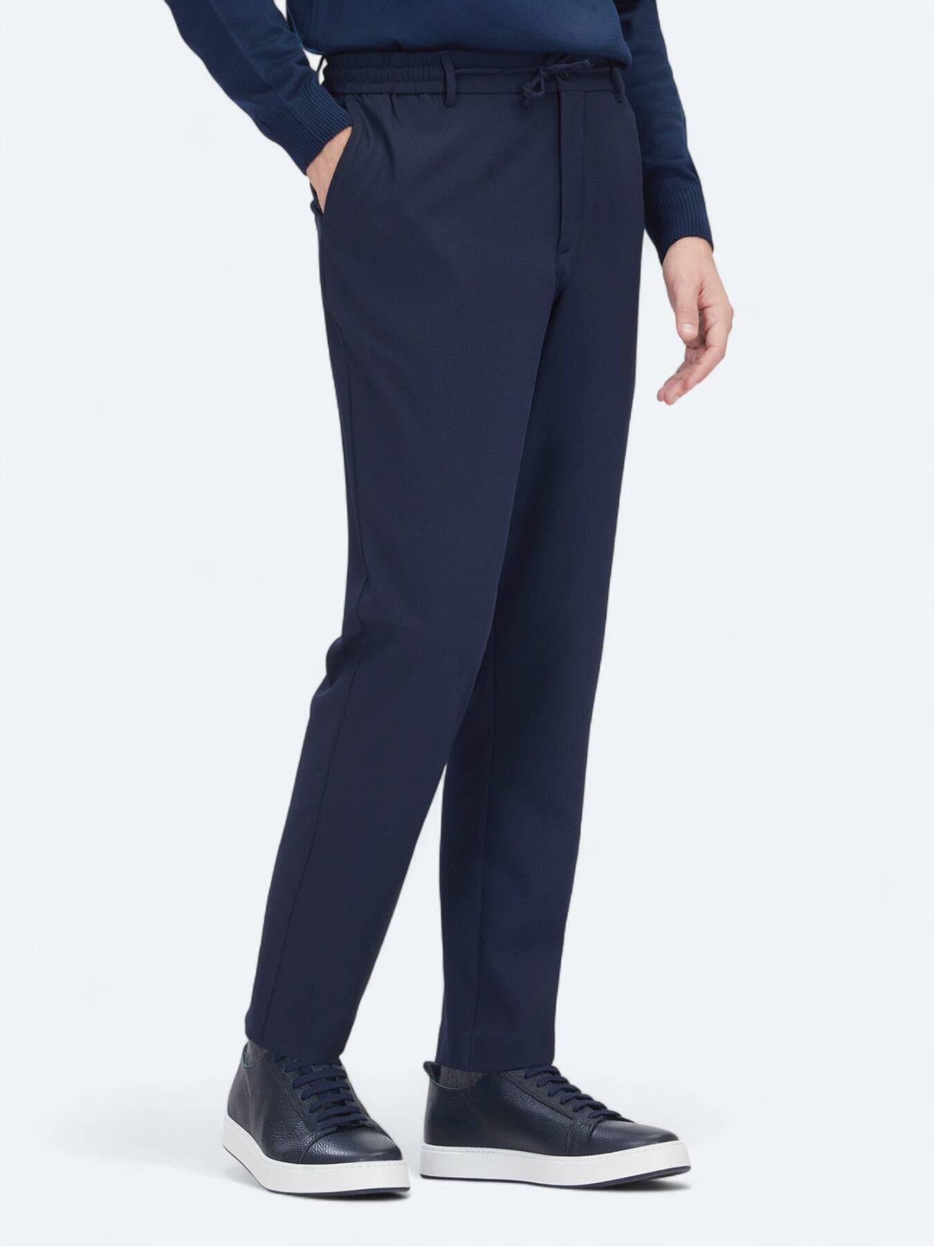 Lacivert Düz Dokuma Jogging Fit Casual Pantolon