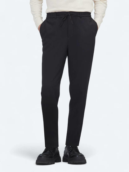 Siyah Düz Dokuma Jogging Fit Casual Pantolon