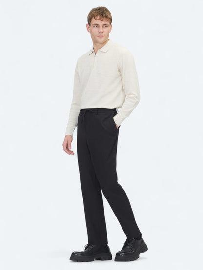Siyah Düz Dokuma Jogging Fit Casual Pantolon