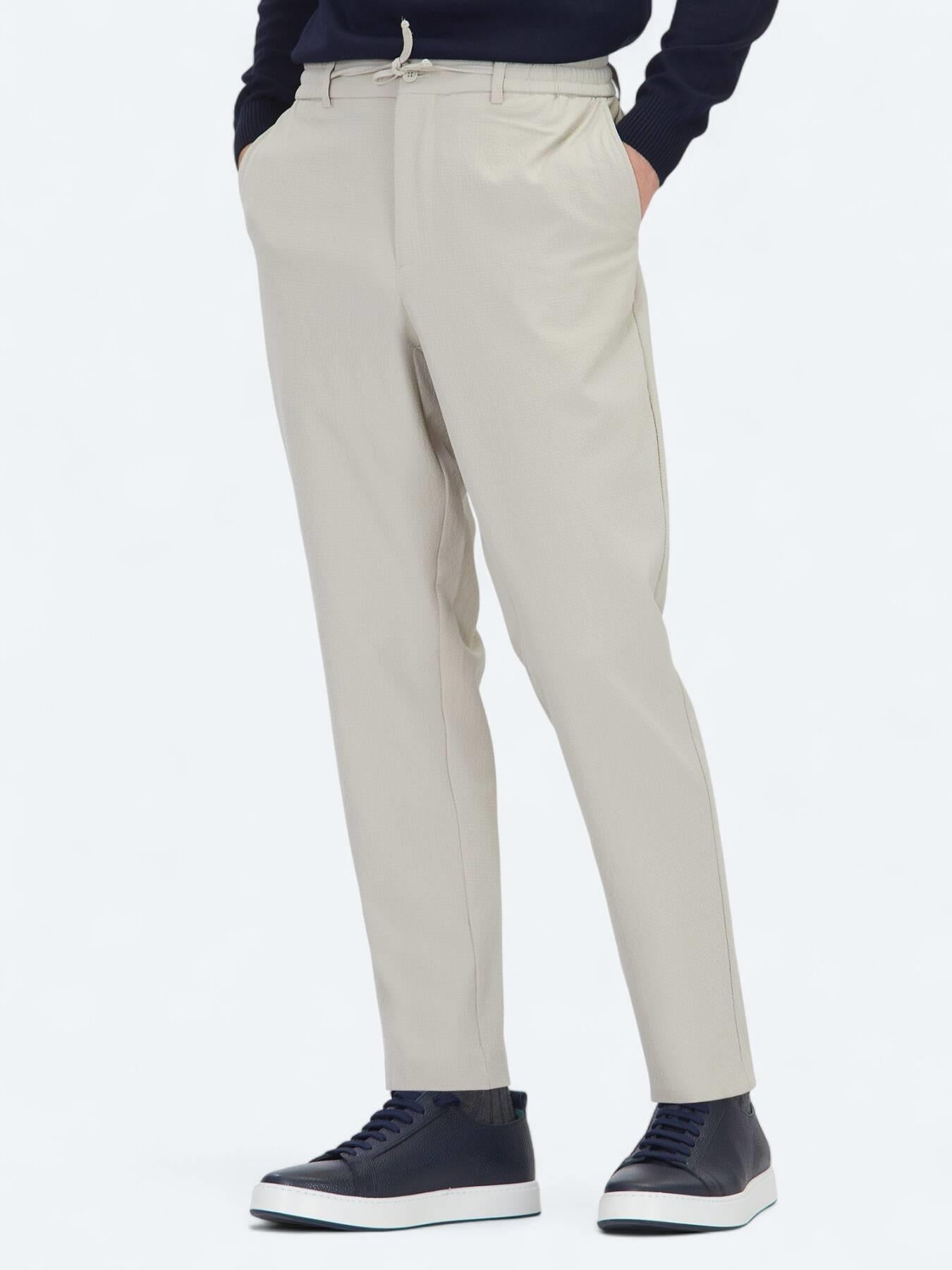 Bej Düz Dokuma Jogging Fit Casual Pantolon