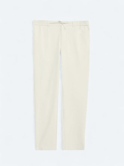 Bej Düz Dokuma Jogging Fit Casual Pantolon