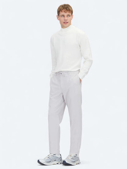 Açık Gri Düz Dokuma Jogging Fit Casual Pantolon