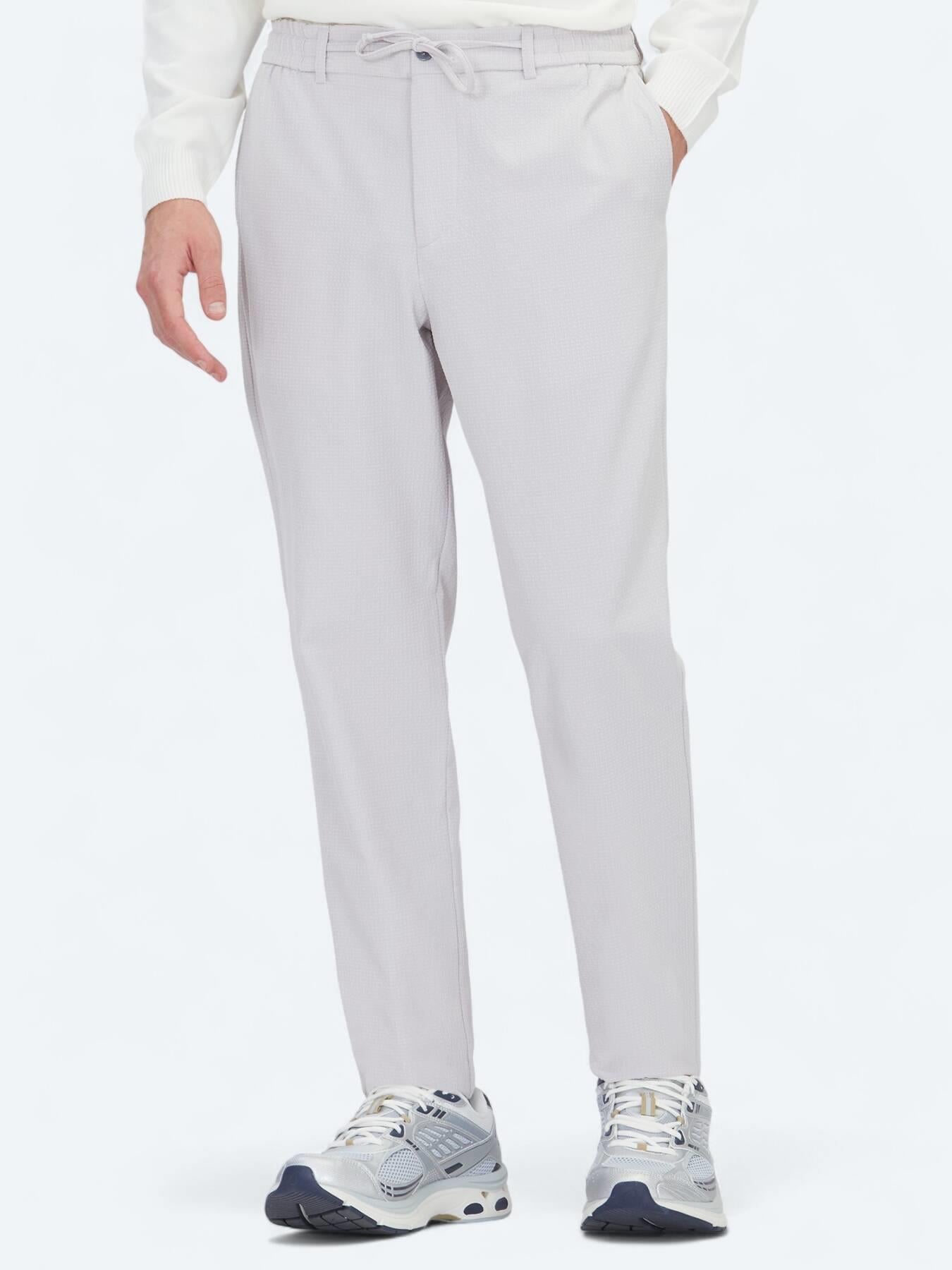 Açık Gri Düz Dokuma Jogging Fit Casual Pantolon