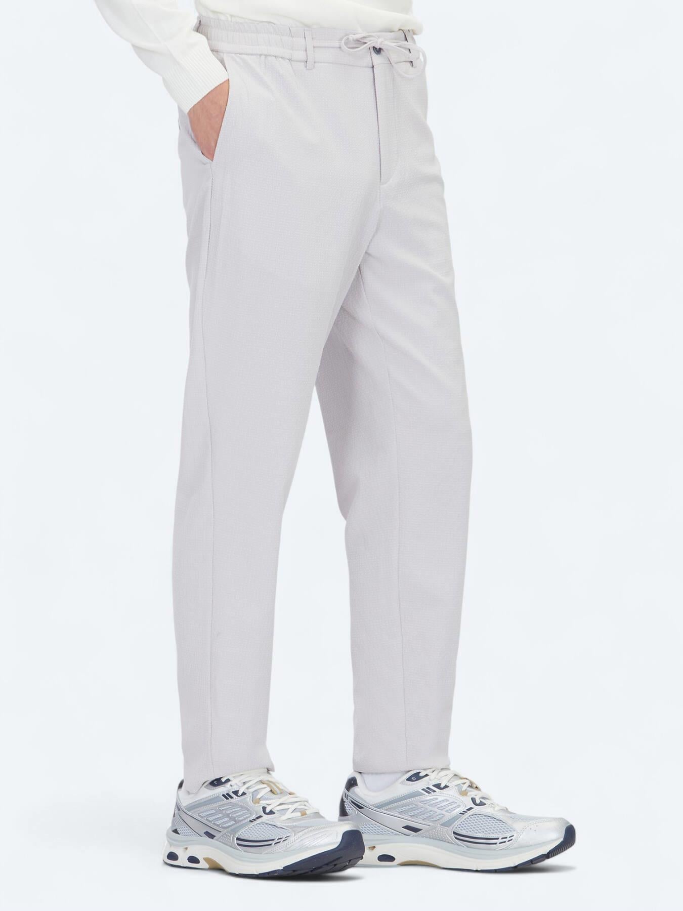 Açık Gri Düz Dokuma Jogging Fit Casual Pantolon