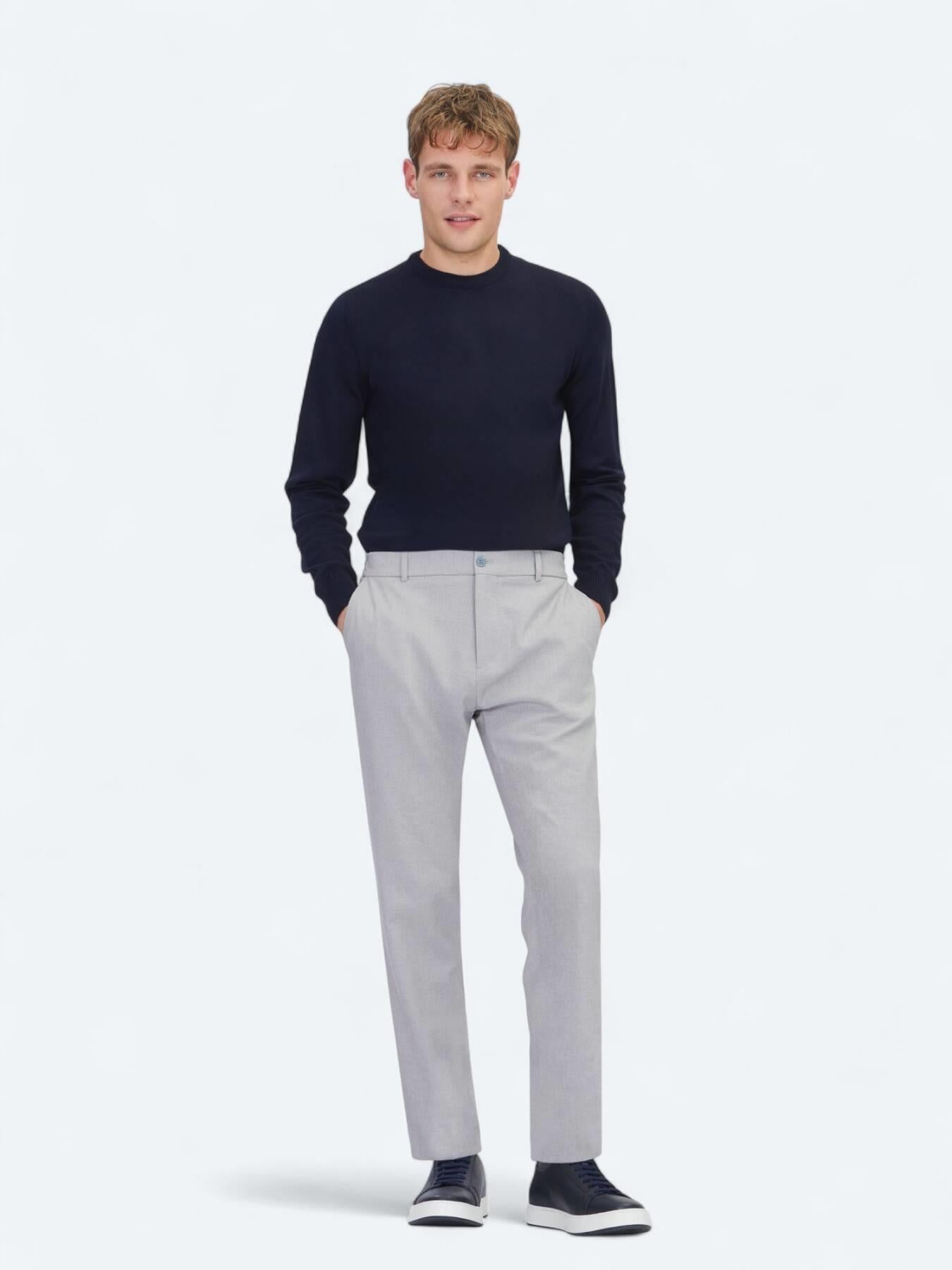 Gri Dokuma Jogging Fit Casual Pantolon