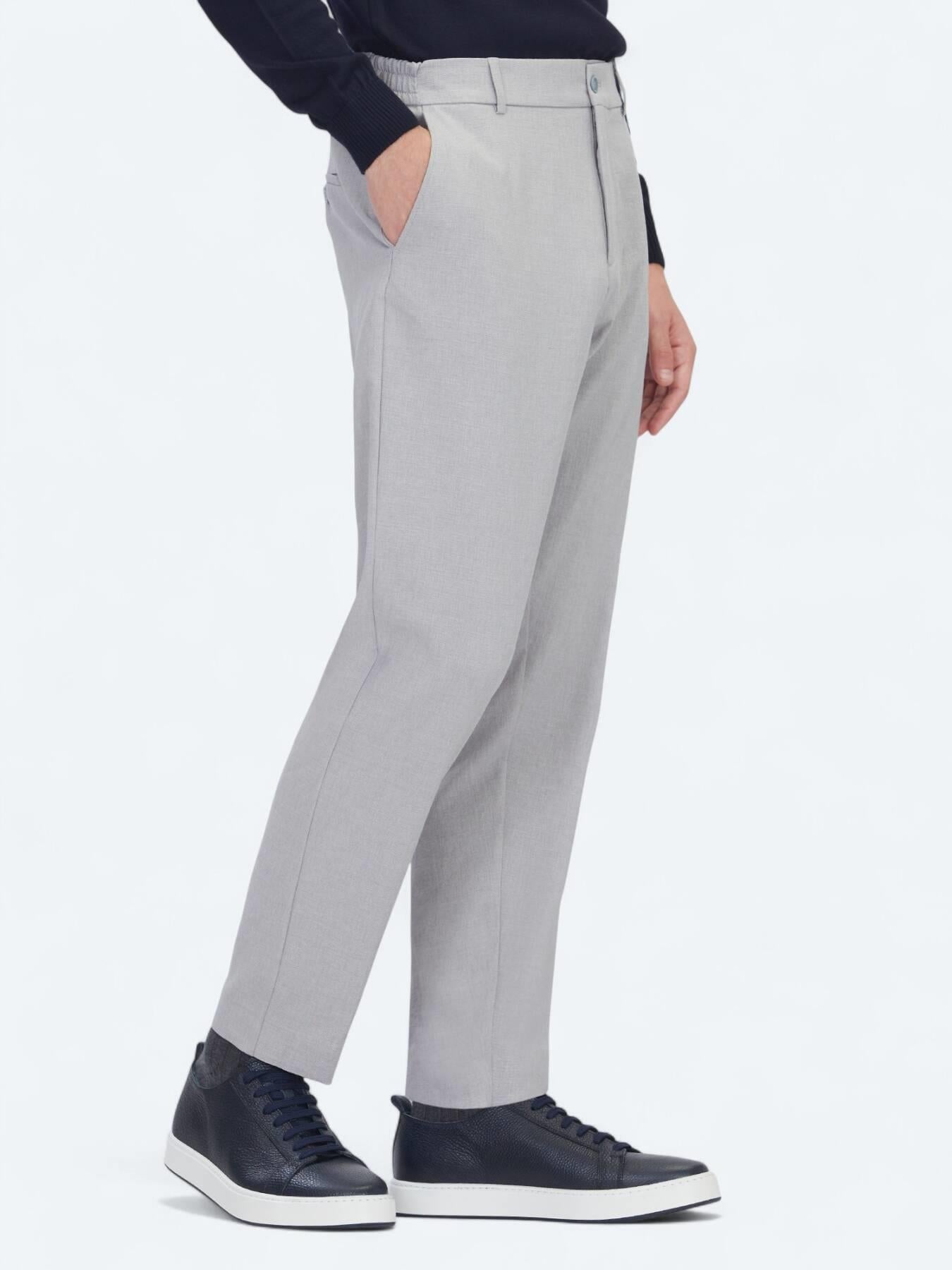 Gri Dokuma Jogging Fit Casual Pantolon