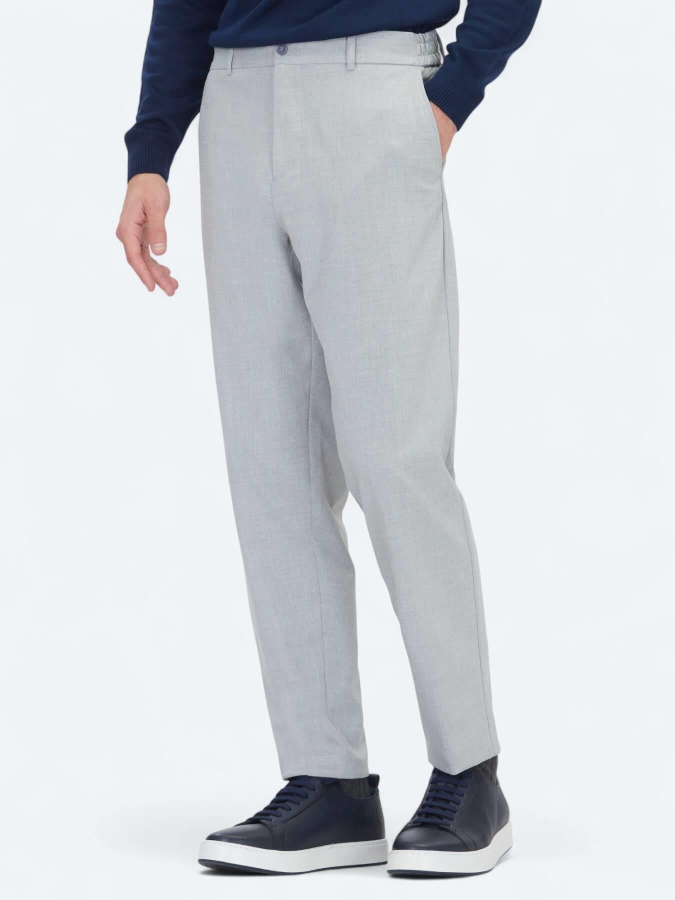 Gri Dokuma Jogging Fit Casual Pantolon