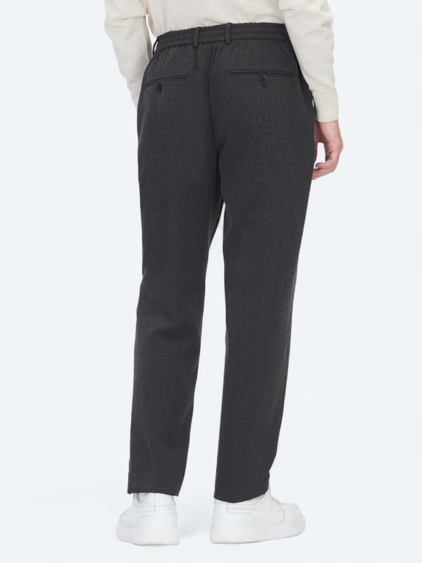 Siyah Çizgili Dokuma Jogging Fit Casual Pantolon