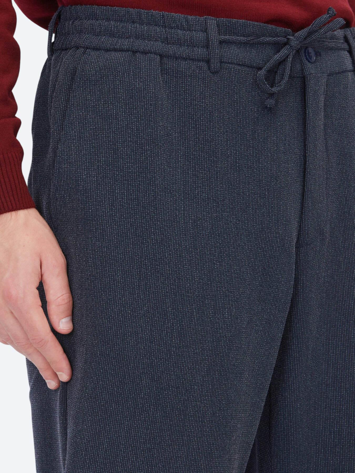 Lacivert Çizgili Dokuma Jogging Fit Casual Pantolon