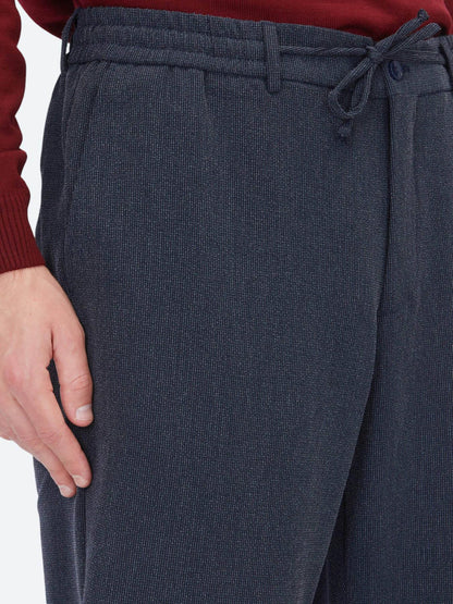 Lacivert Çizgili Dokuma Jogging Fit Casual Pantolon