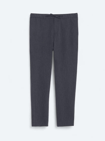 Lacivert Çizgili Dokuma Jogging Fit Casual Pantolon